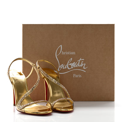 Christian Louboutin Suede Crystal Strass Rosalie 100 Sandals 37.5 Gold 23 of 23
