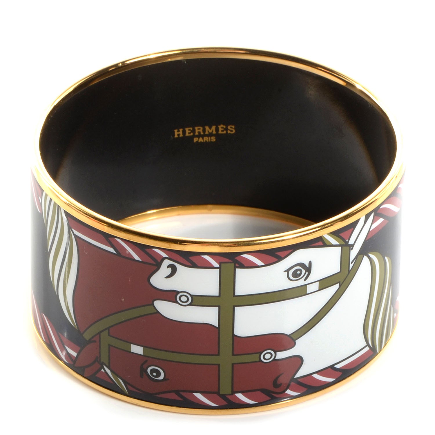 Hermes Enamel Printed Quadrige Extra Wide Bracelet 70 1 of 6