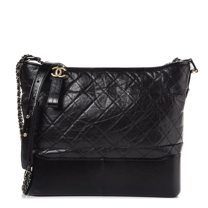 Chanel Aged Calfskin Quilted Large Gabrielle Hobo Black 1 of 10