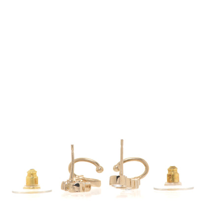 Chanel Metal Crystal Coco Script CC Climber Earrings Gold 3 of 5