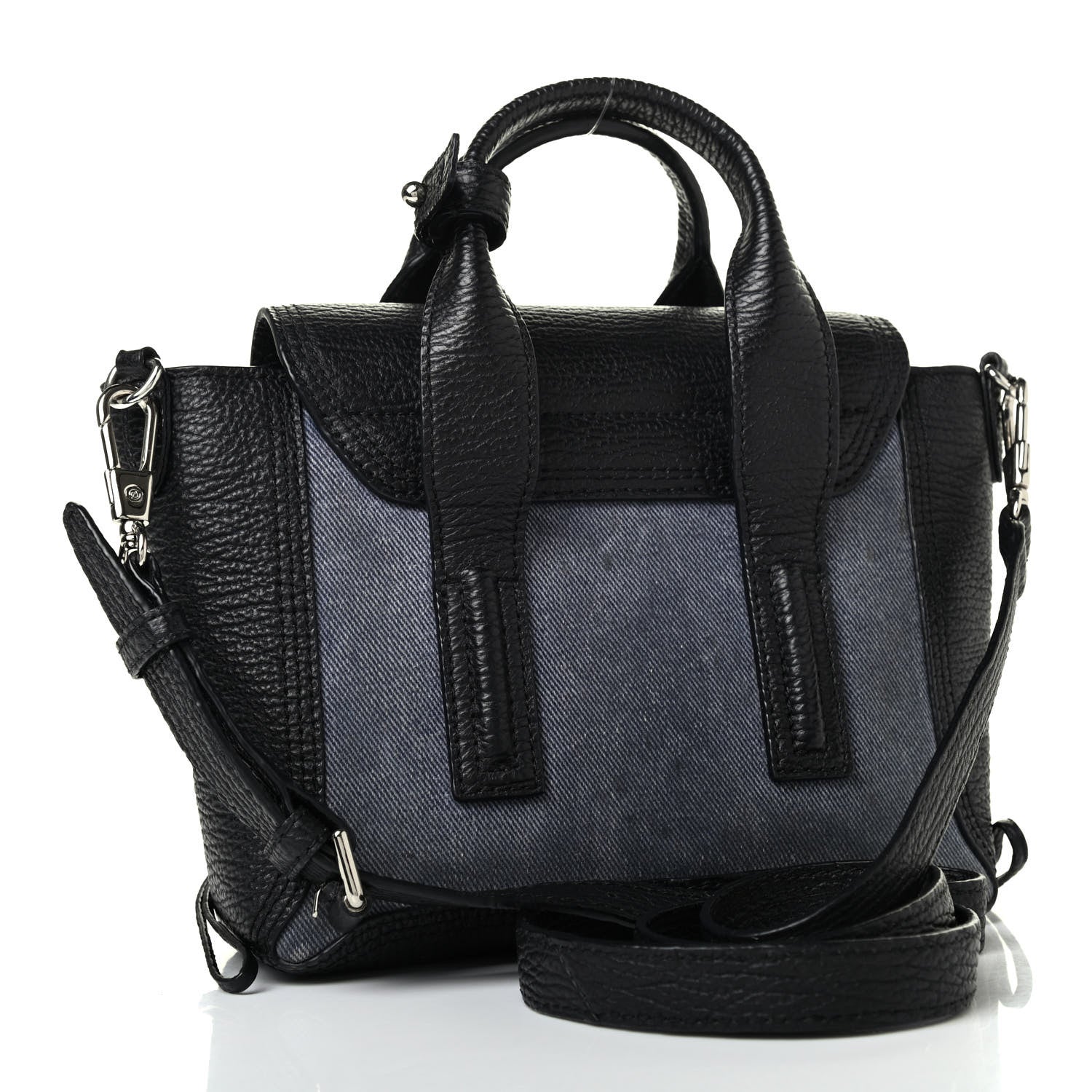 3.1 Phillip Lim Textured Calfskin Denim Mini Pashli Satchel Black 2 of 4