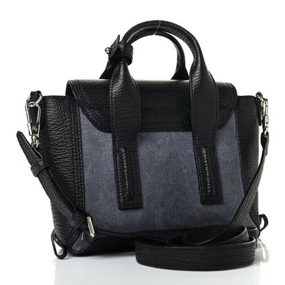 3.1 Phillip Lim Textured Calfskin Denim Mini Pashli Satchel Black 2 of 4