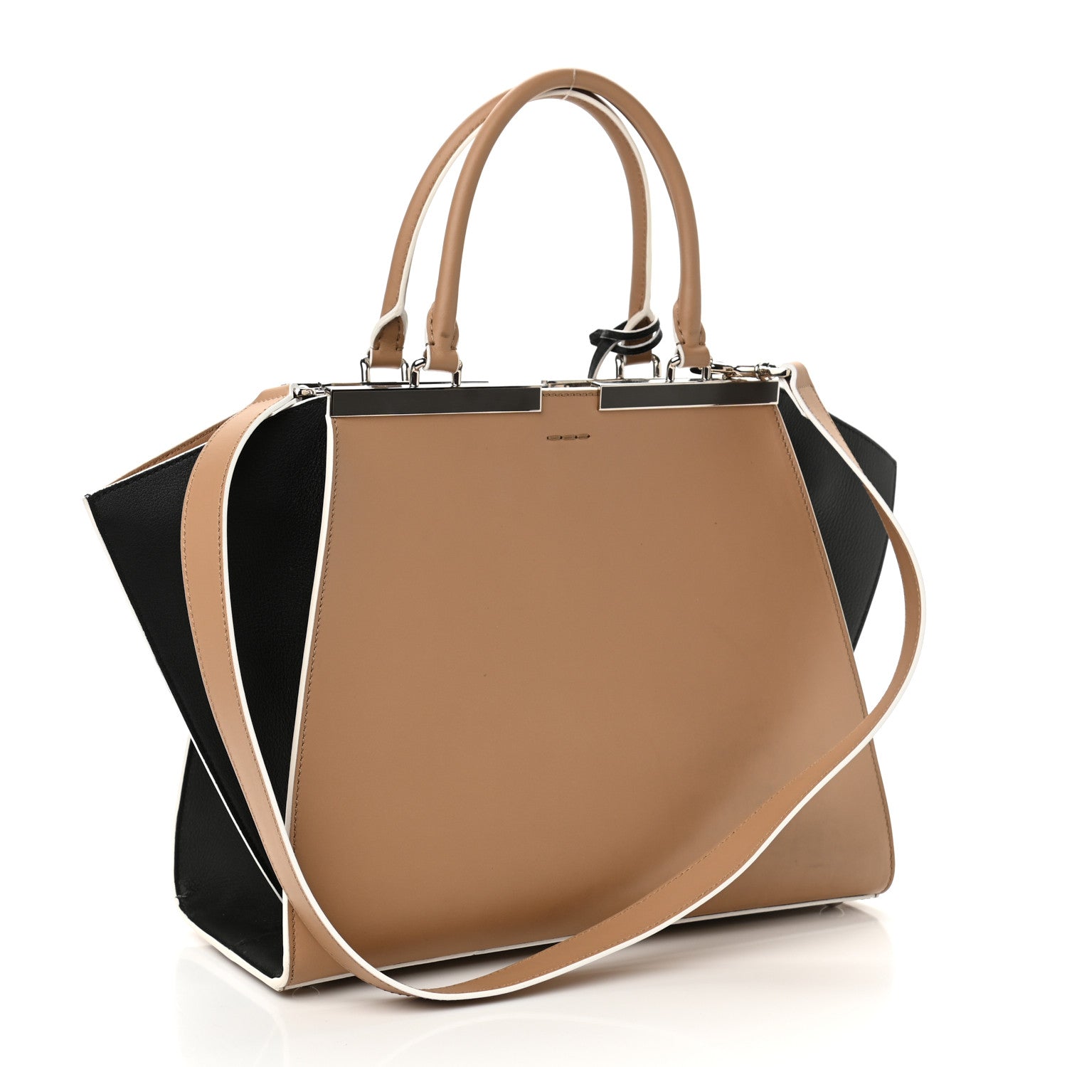 Fendi Vitello Baltico Dolce Petite 3Jours Tote Sand Black 3 of 15