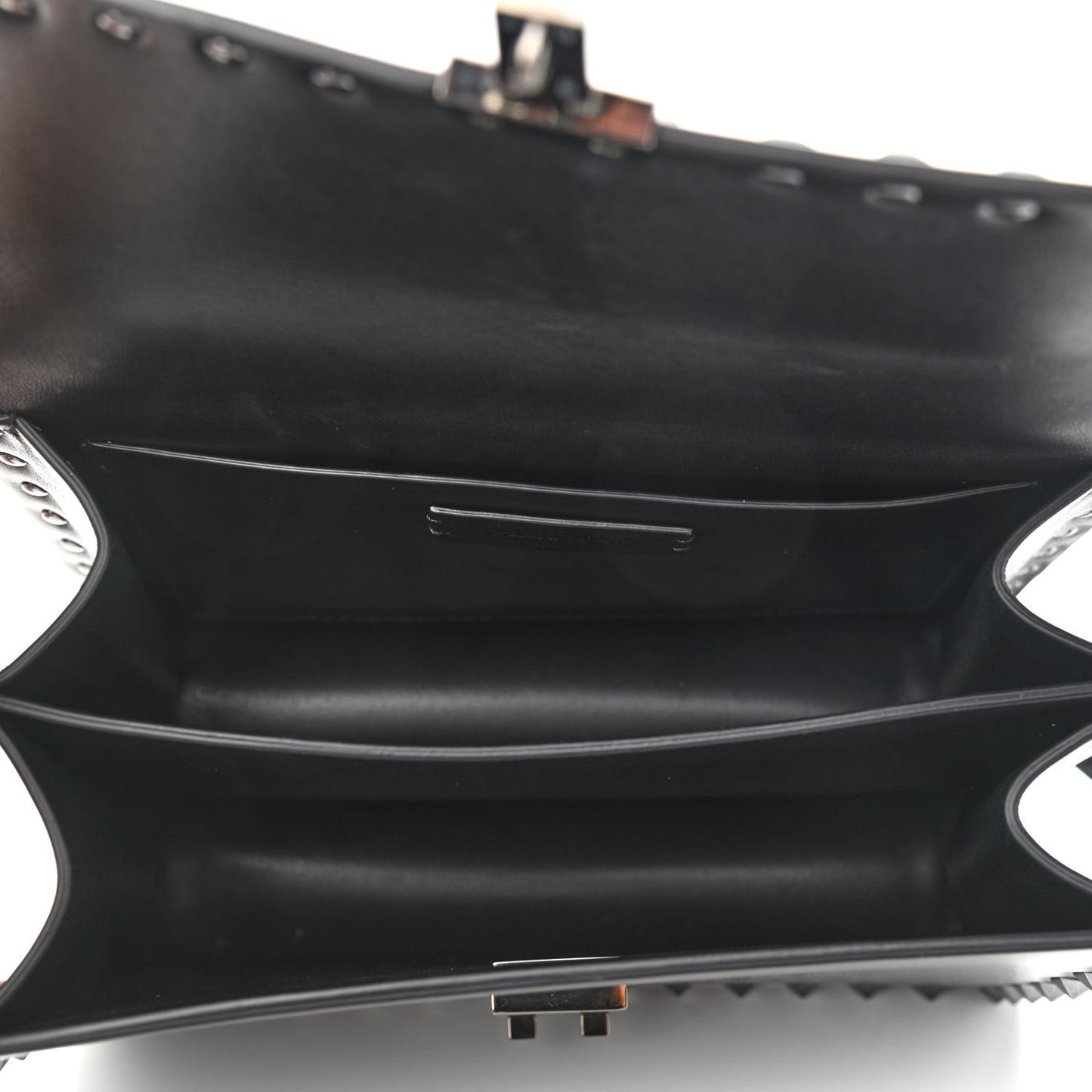 Calfskin Rockstud Flap Top Handle Crossbody Bag Black