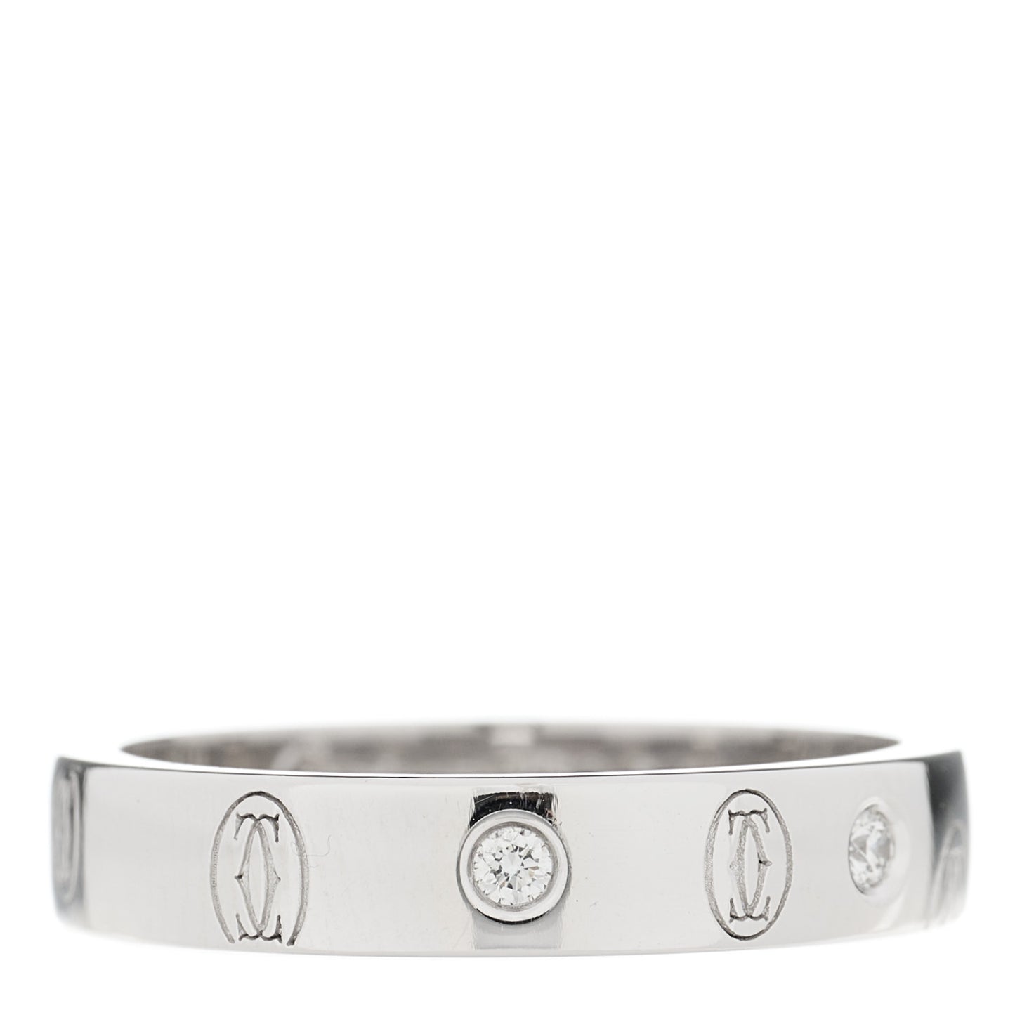 18K White Gold Diamond 4mm Happy Birthday Band Ring 54 6.75