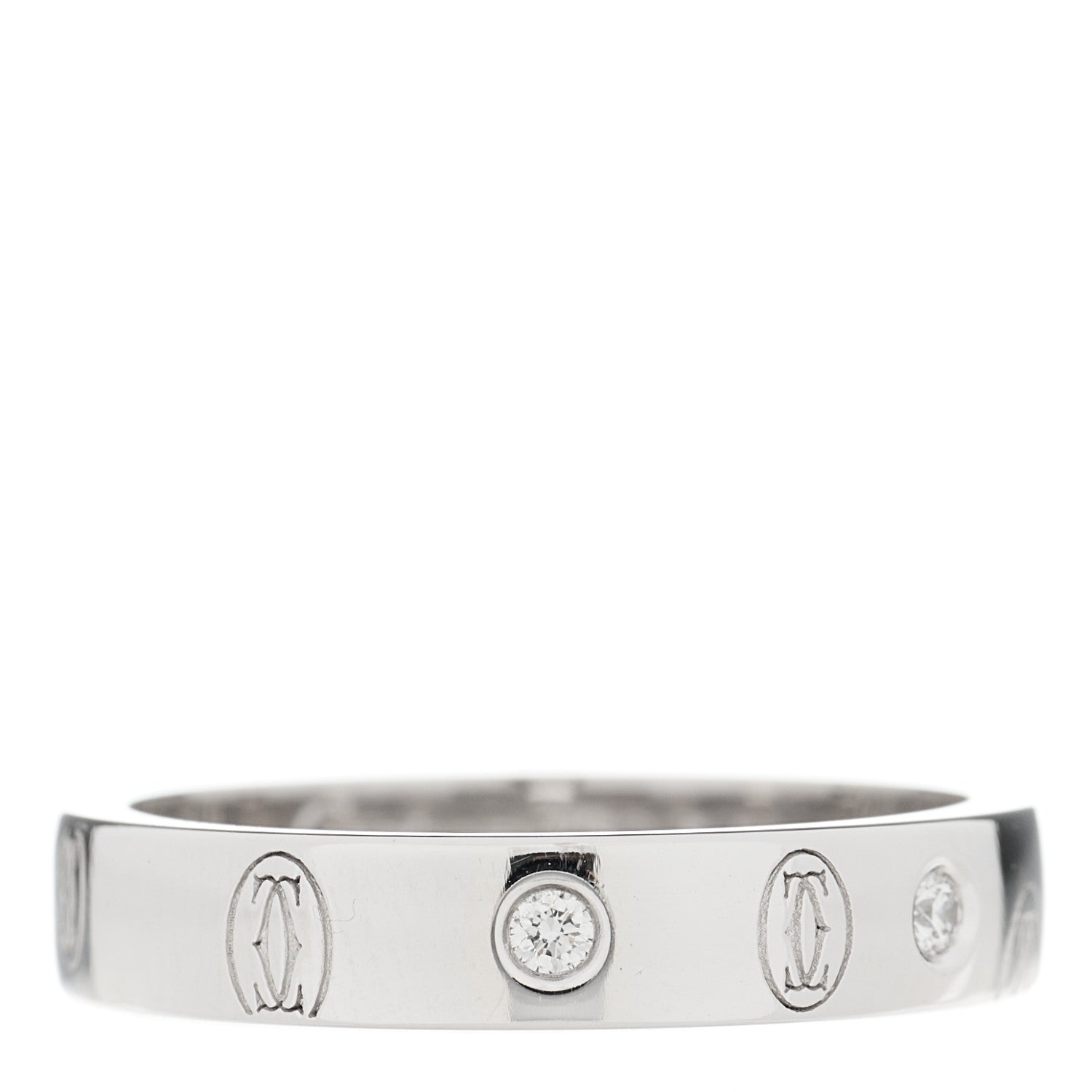 Cartier 18K White Gold Diamond 4mm Happy Birthday Band Ring 54 6.75 1 of 5