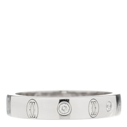 Cartier 18K White Gold Diamond 4mm Happy Birthday Band Ring 54 6.75 1 of 5