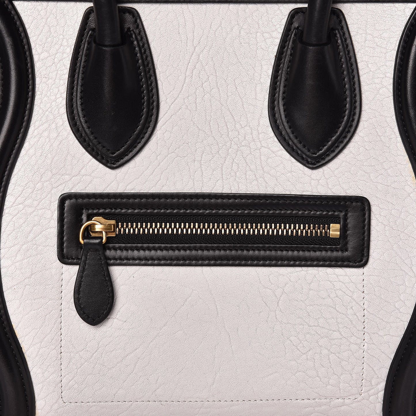 Shrunken Lambskin Micro Bi-Color Luggage Black White