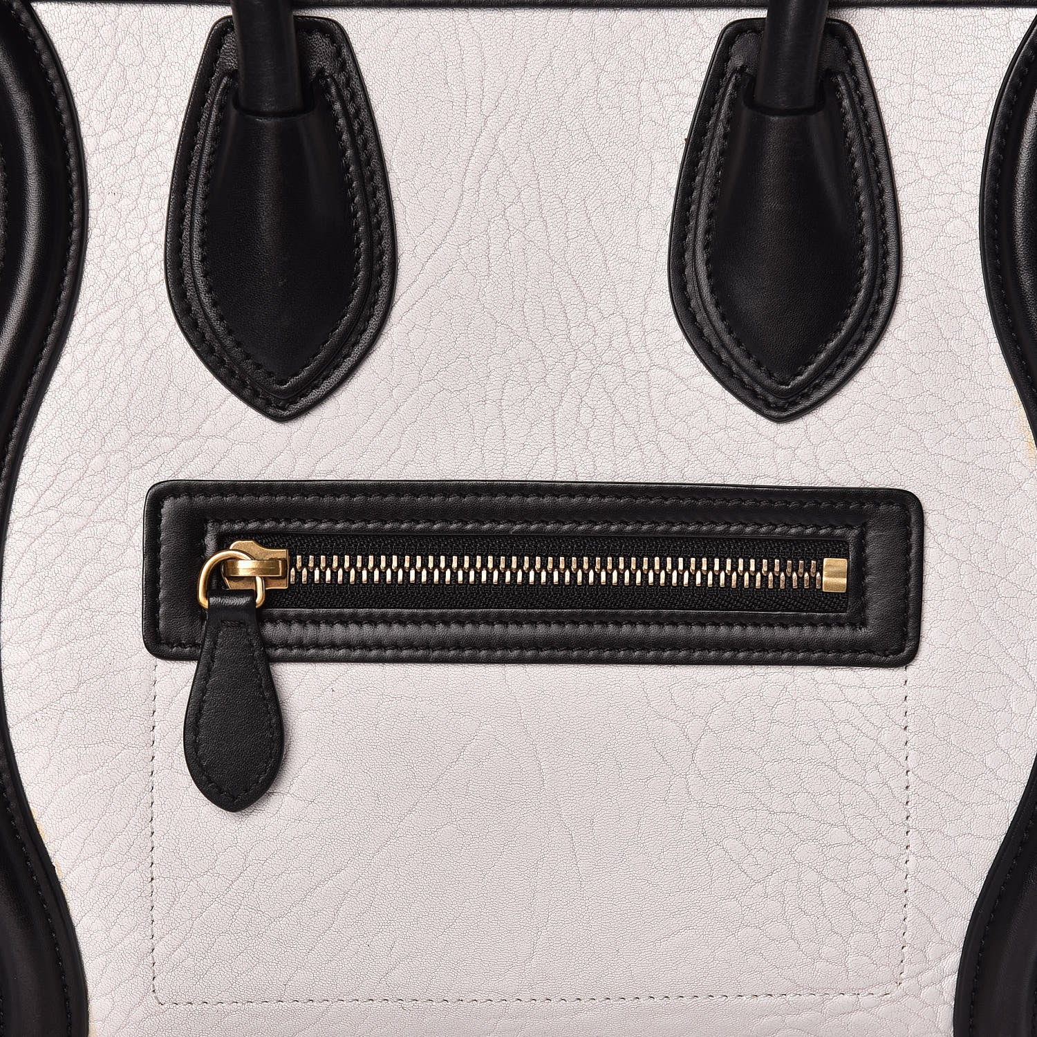 Celine Shrunken Lambskin Micro Bi-Color Luggage Black White 8 of 13