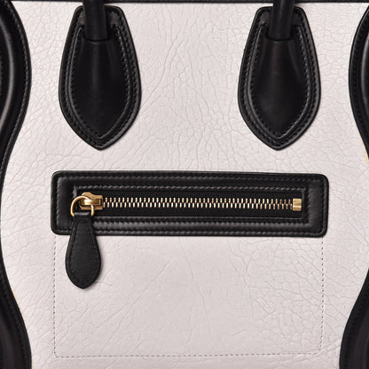Celine Shrunken Lambskin Micro Bi-Color Luggage Black White 8 of 13