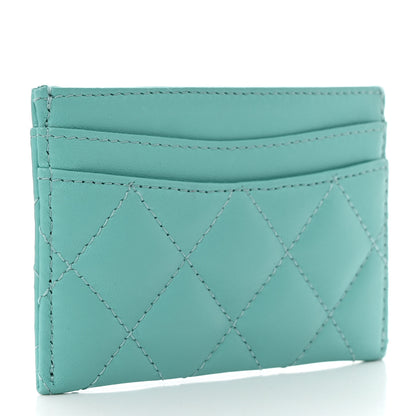 Chanel Lambskin Quilted Card Holder Turquoise 3 of 9