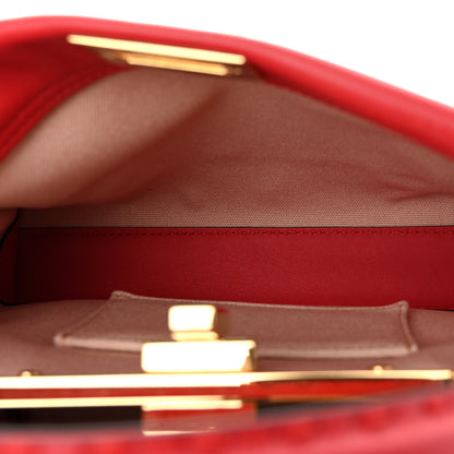 Fendi Vitello Seta Canvas FF Embroidered Peekaboo Iconic Satchel Rosso Cardinale Multicolor 5 of 11