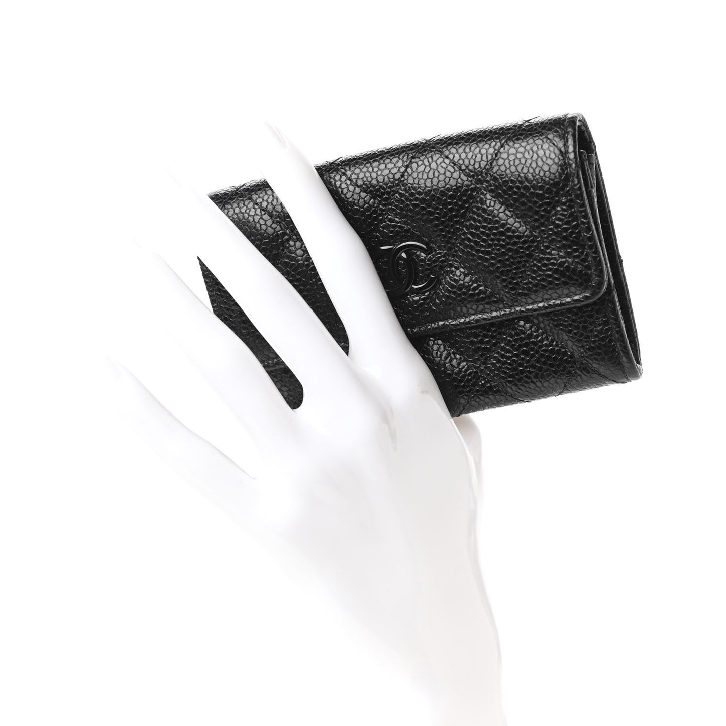 Caviar Quilted Incognito Flap Card Holder Black