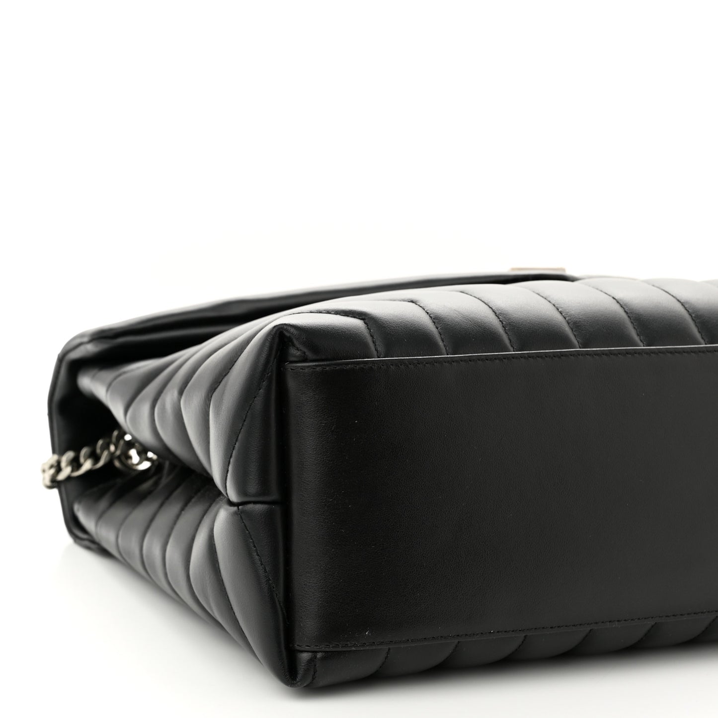 Calfskin Y Quilted Monogram Medium Loulou Chain Satchel Black