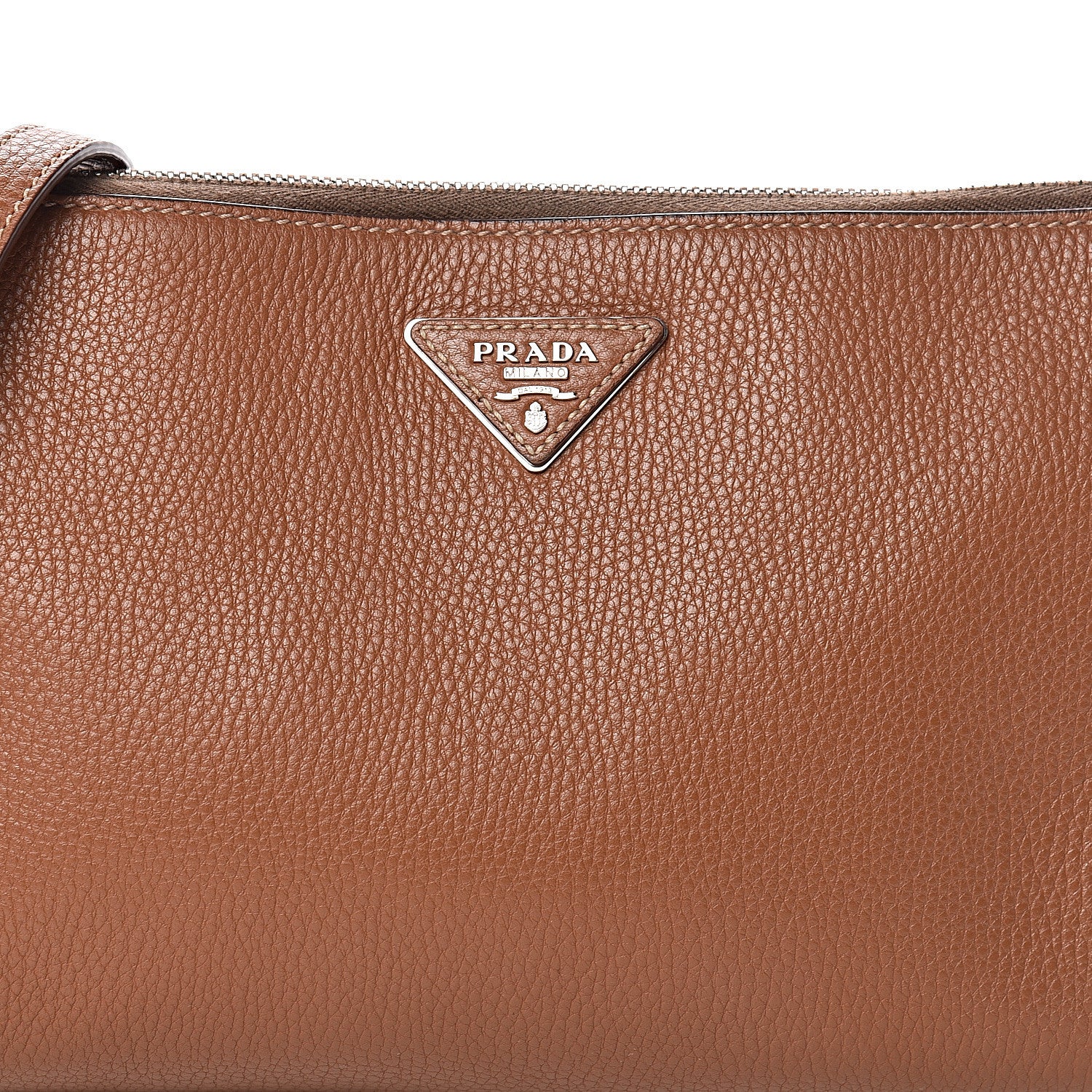 Prada Vitello Daino Zippered Crossbody Bag Brandy 9 of 9