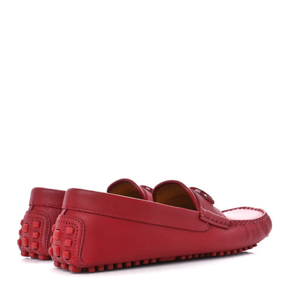 Gucci Clove Calfskin Monochrome Mens Interlocking G Driver Loafers 8 Red 4 of 9