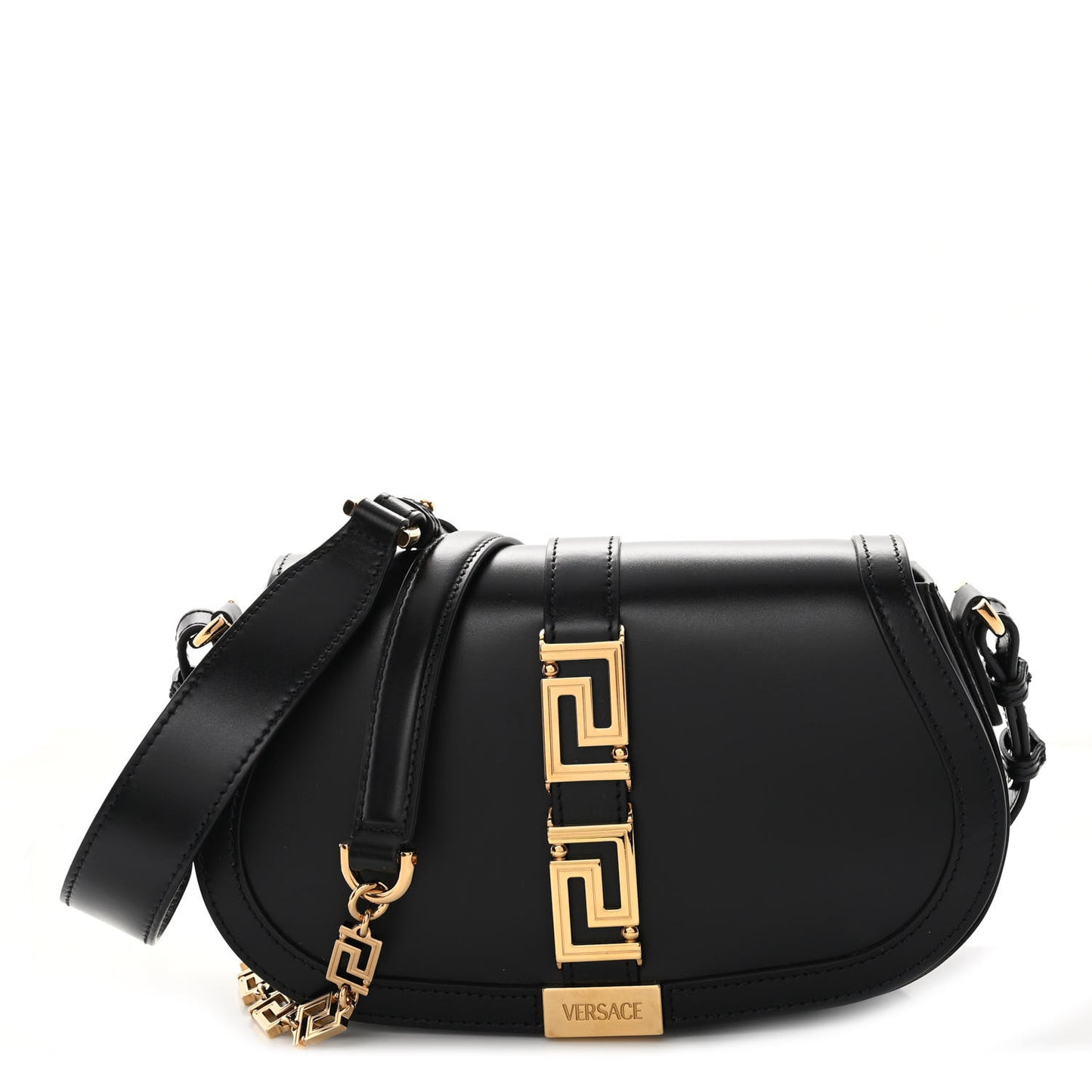 Calfskin Medium Greca Goddess Shoulder Bag Black