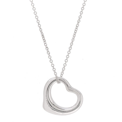 Tiffany Sterling Silver 16mm Elsa Peretti Open Heart Pendant Necklace 4 of 7