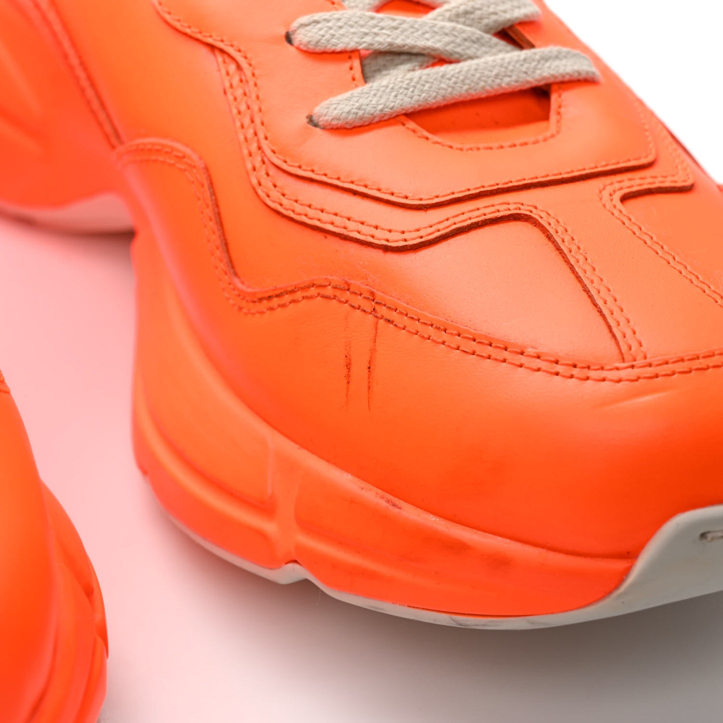 Apollo Calfskin Mens Rhyton Sneakers 9 New Orange Fluo