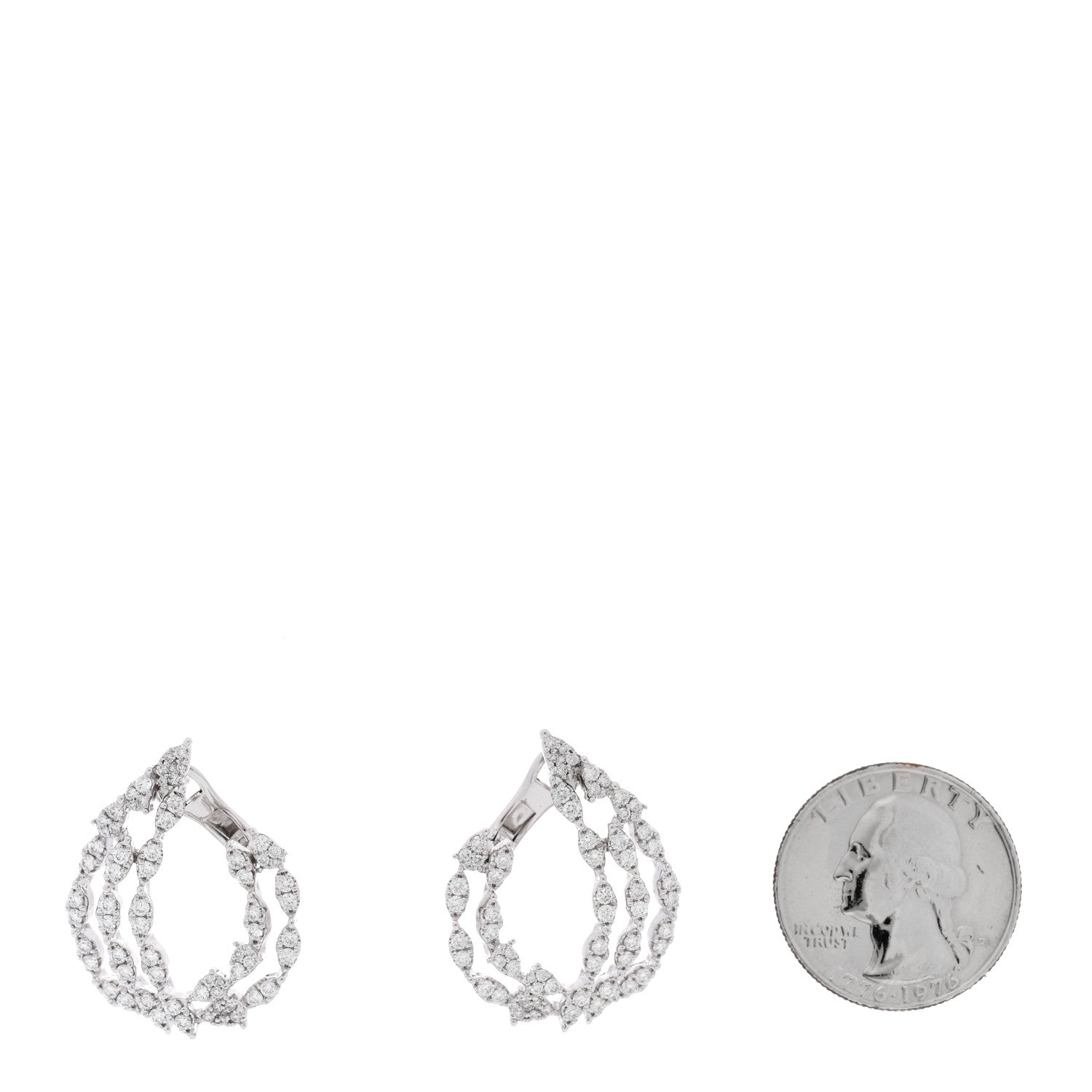 Parker & West by FASHIONPHILE 18K White Gold Diamond 1.91ctw Spiral Earrings 2 of 5