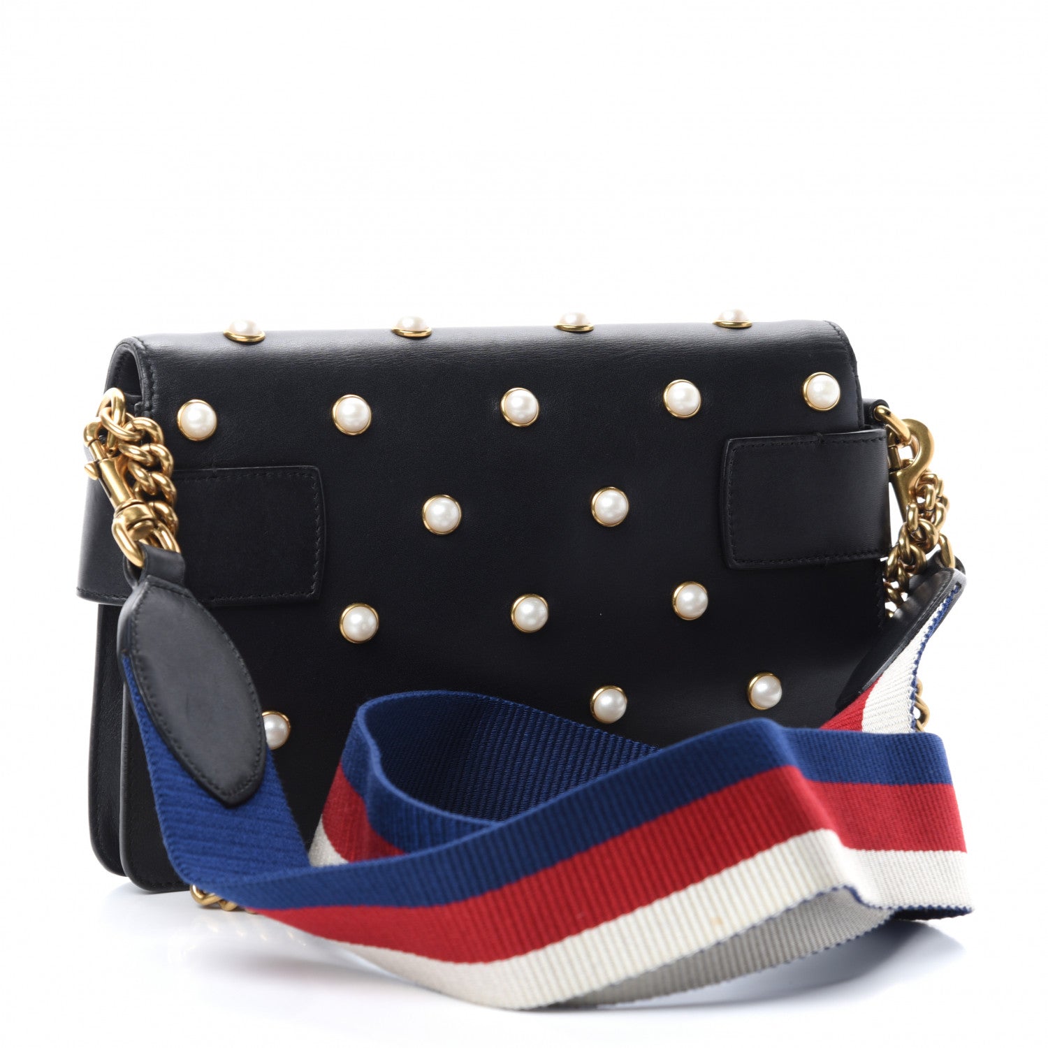 Gucci Nappa Pearl Studded Mini Queen Margaret Broadway Shoulder Bag Black 3 of 11