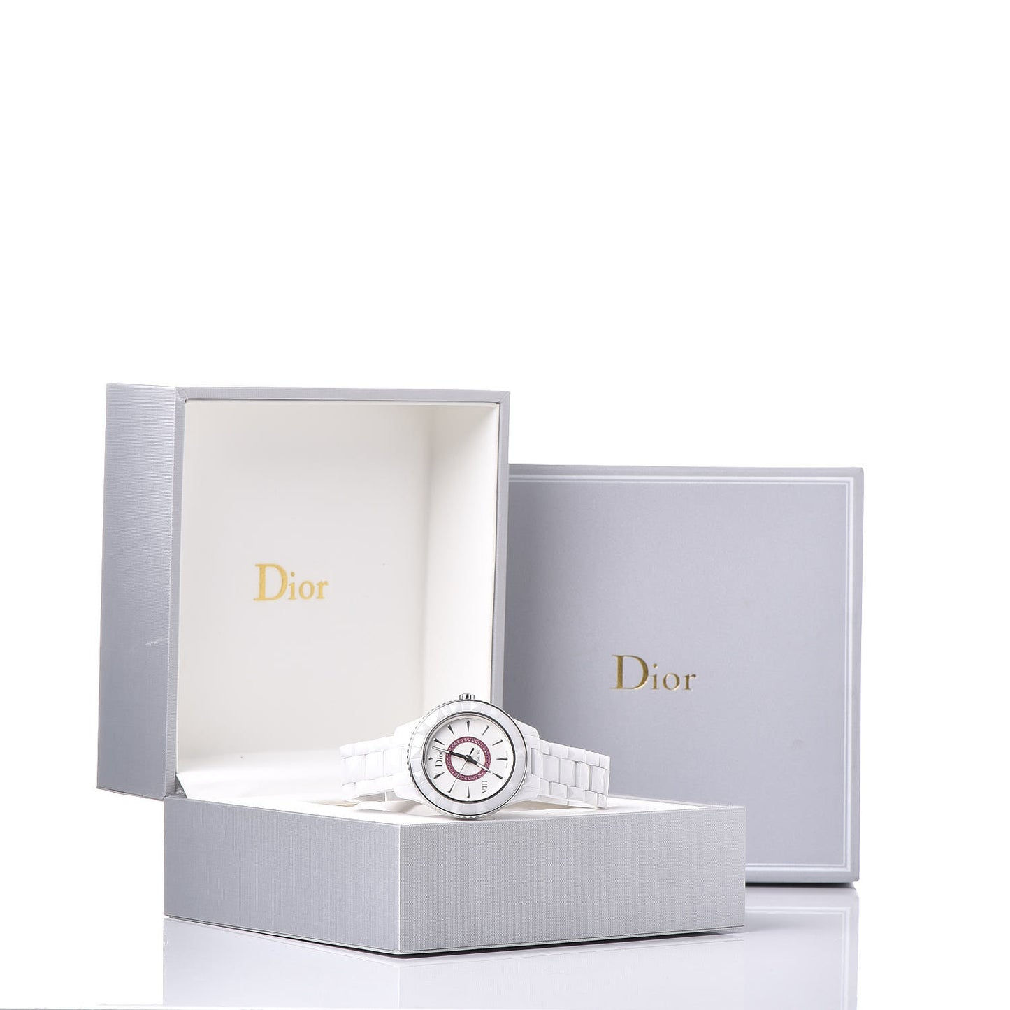 Stainless Steel Ceramic Pink Sapphire 38mm Dior VIII Automatic Watch White