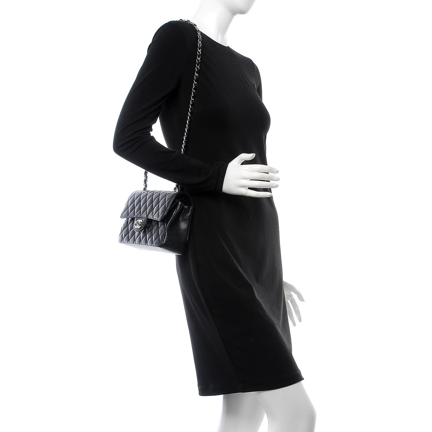 Caviar Quilted Small Double Flap Black