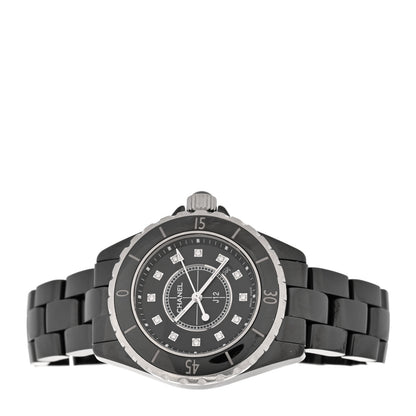 Chanel Stainless Steel Ceramic Diamond 33mm J12 Quartz Watch Black 2 of 5