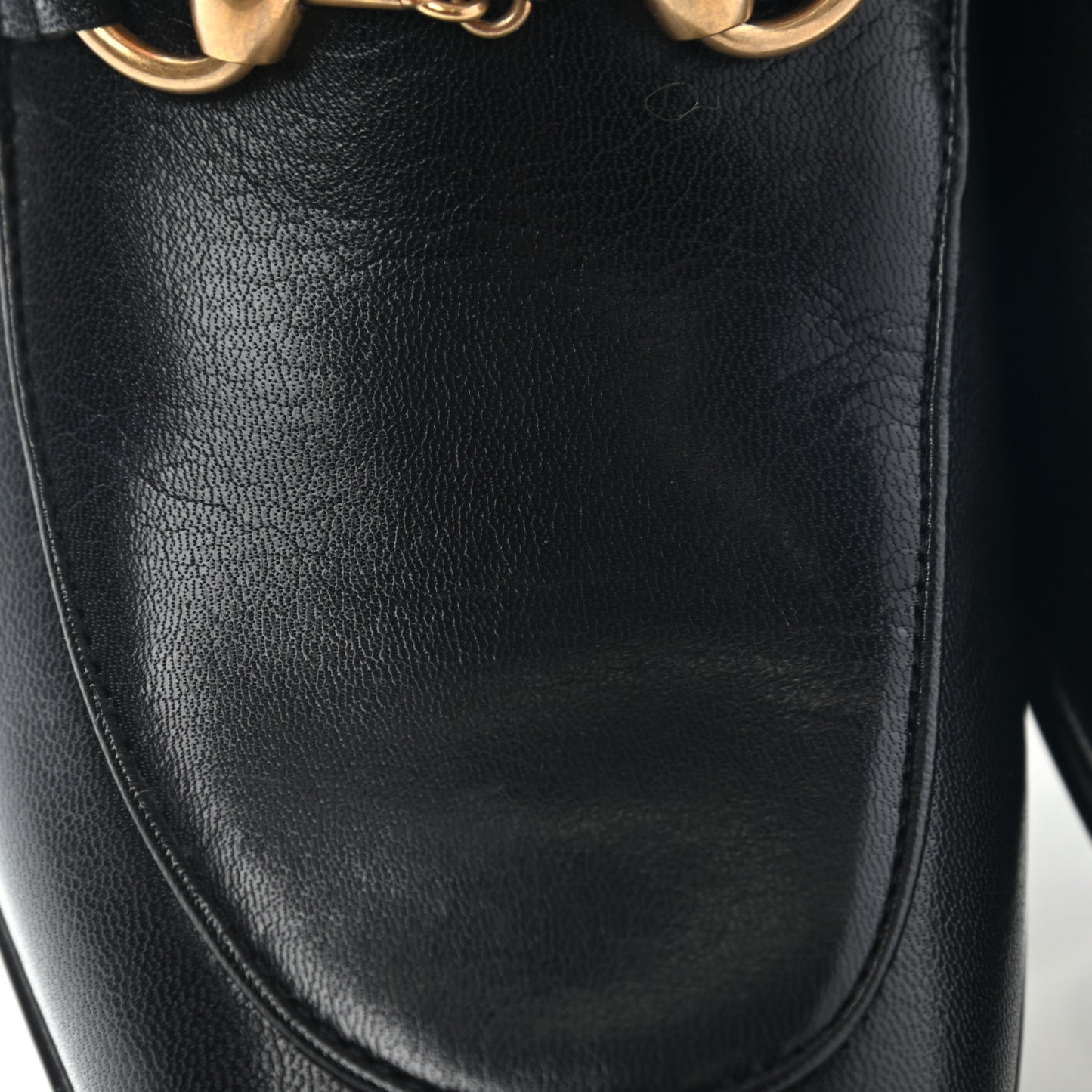 Goatskin Womens Horsebit Mid-Heel Loafers 37.5 Black