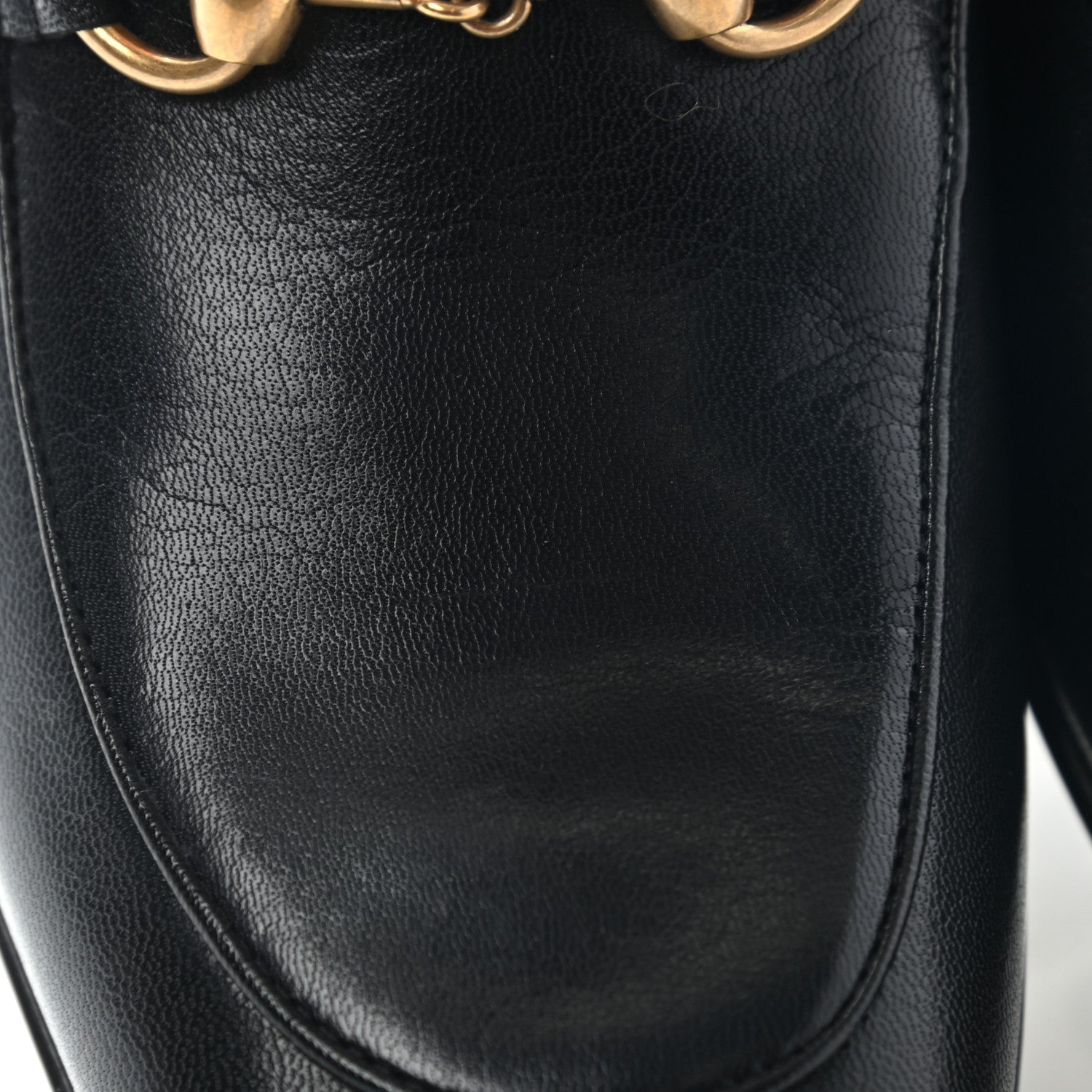 Gucci Goatskin Womens Horsebit Mid-Heel Loafers 37.5 Black 9 of 11