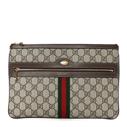 Gucci GG Supreme Monogram Large Ophidia Pouch Clutch Brown 1 of 8
