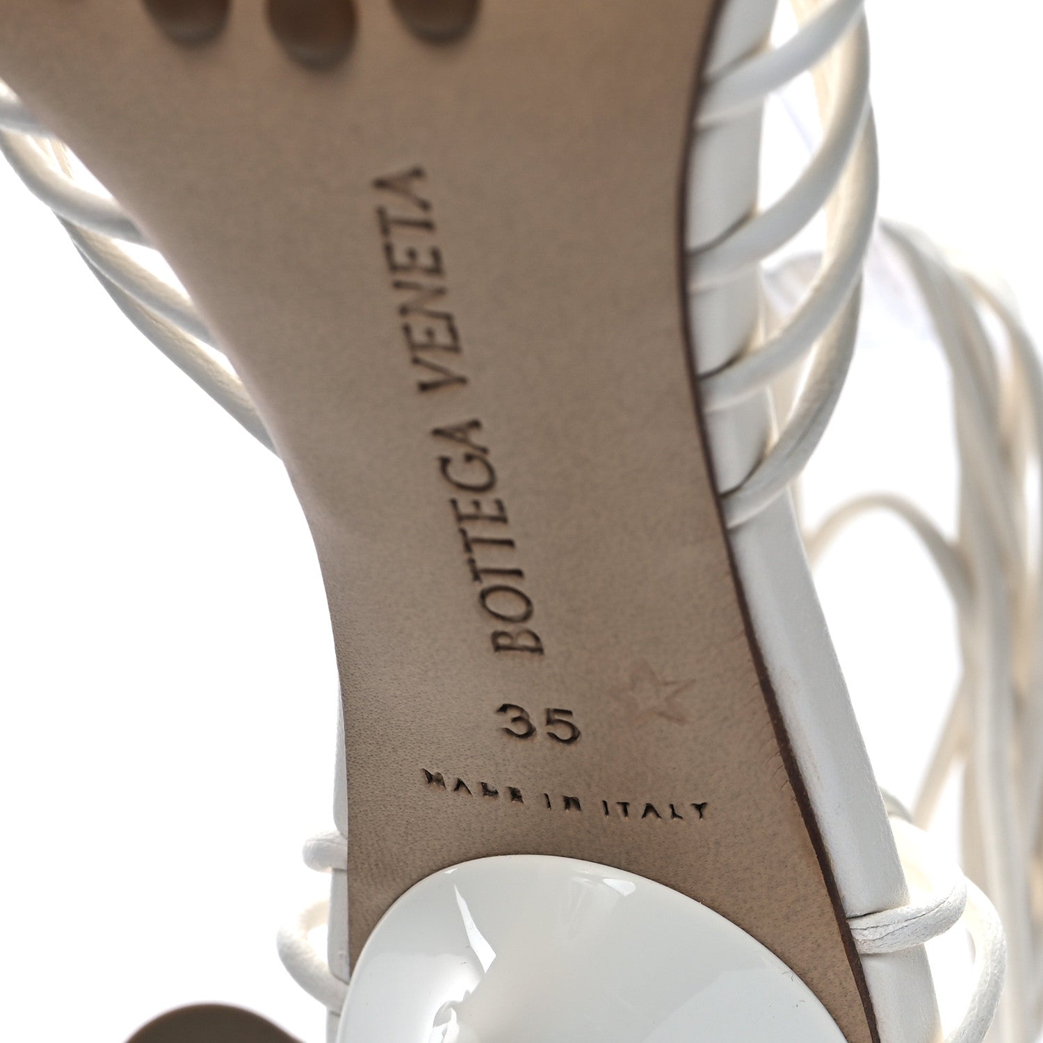 Bottega Veneta Nappa Dot Ankle Tie Sandals 35 White 6 of 8