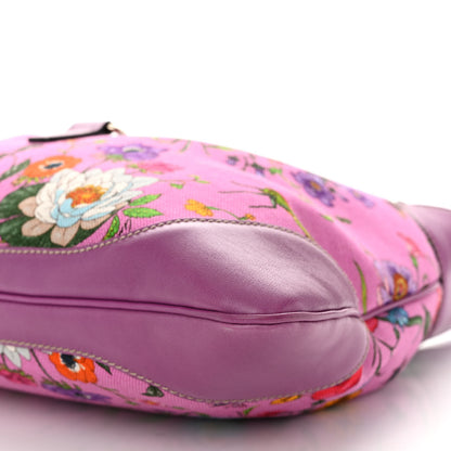 Gucci Canvas Floral Flora Medium Jackie O Bouvier Hobo Hot Pink 10 of 10