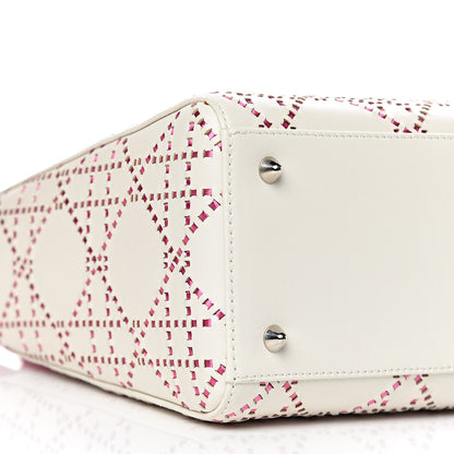 Christian Dior Lambskin Stitched Cannage Medium Lady Dior Pink White 8 of 9