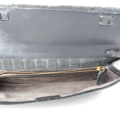Nancy Gonzalez Crocodile Gotham Flap Clutch Grey 5 of 9