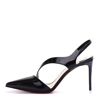 Christian Louboutin Patent Brandina 85 Slingback Pumps 37.5 Black 1 of 11