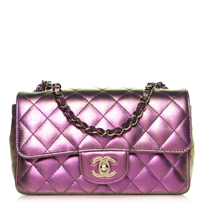 Chanel Iridescent Lambskin Quilted Mini Rectangular Flap Purple 1 of 5