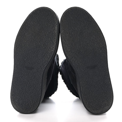 Hermes Suede Shearling Womens Hemisphere Ankle Boots 38 Black 5 of 8