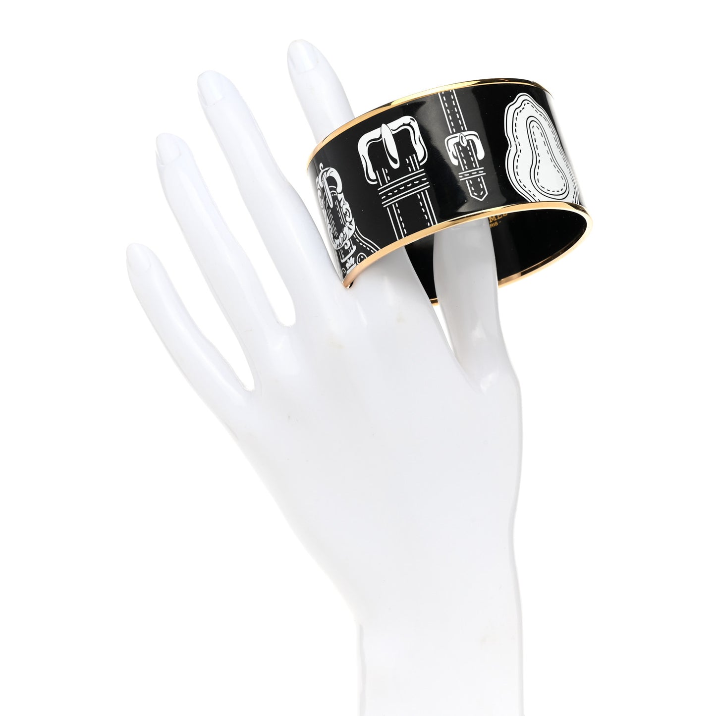 Enamel Printed Harnais Des Presidents Extra Wide Bracelet 62 Black