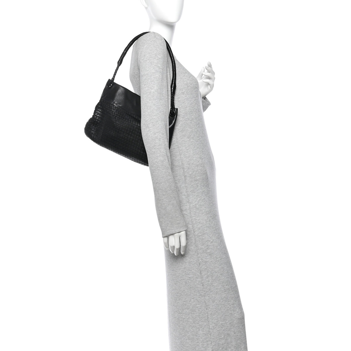 Nappa Intrecciato Shoulder Bag Black