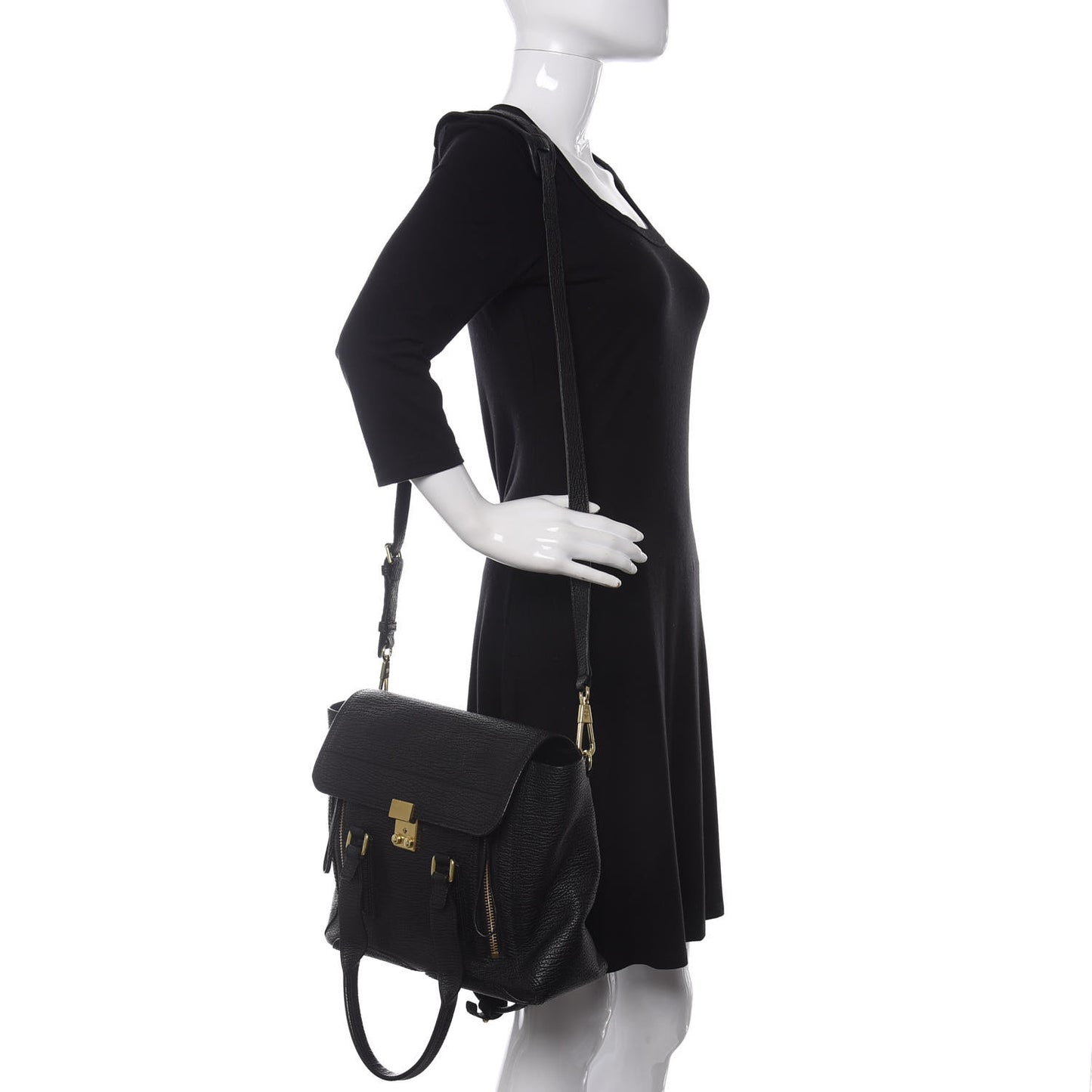 Textured Calfskin Medium Pashli Satchel Black