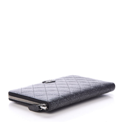 Chanel Glittered Calfskin Quilted Large Gusset Zip Wallet Black 4 of 8
