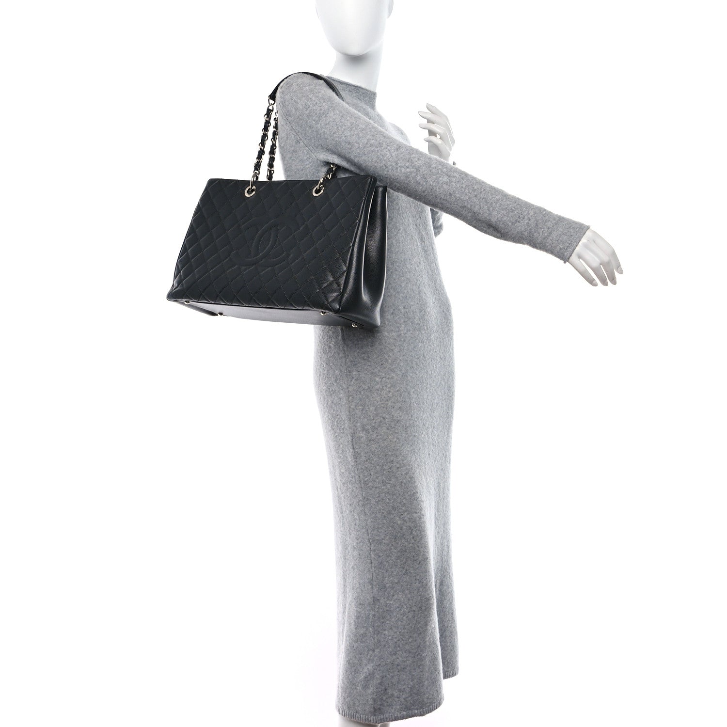 Chanel Caviar Quilted XL Grand Shopping Tote GST Dark Grey 2 of 10