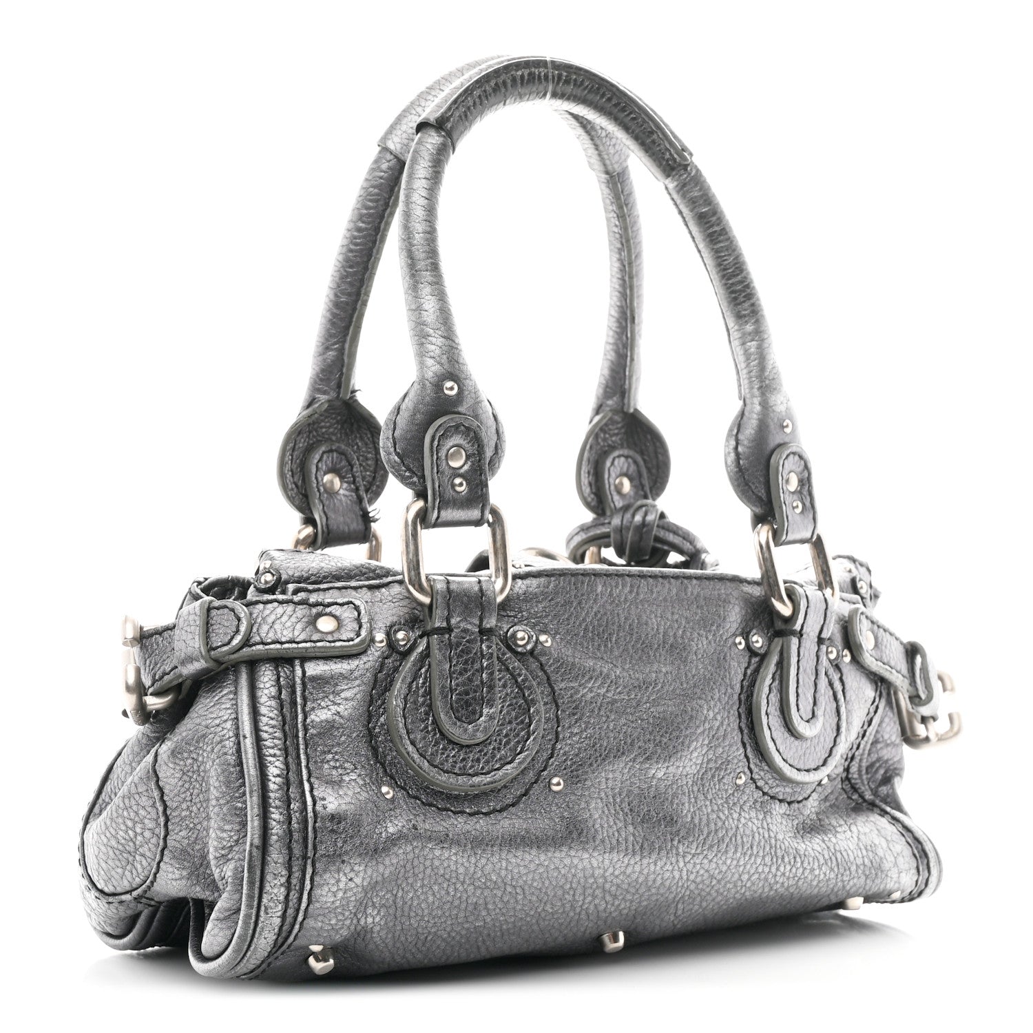 Chloe Metallic Calfskin Medium Paddington Satchel Grey 3 of 10