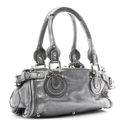 Chloe Metallic Calfskin Medium Paddington Satchel Grey 3 of 10