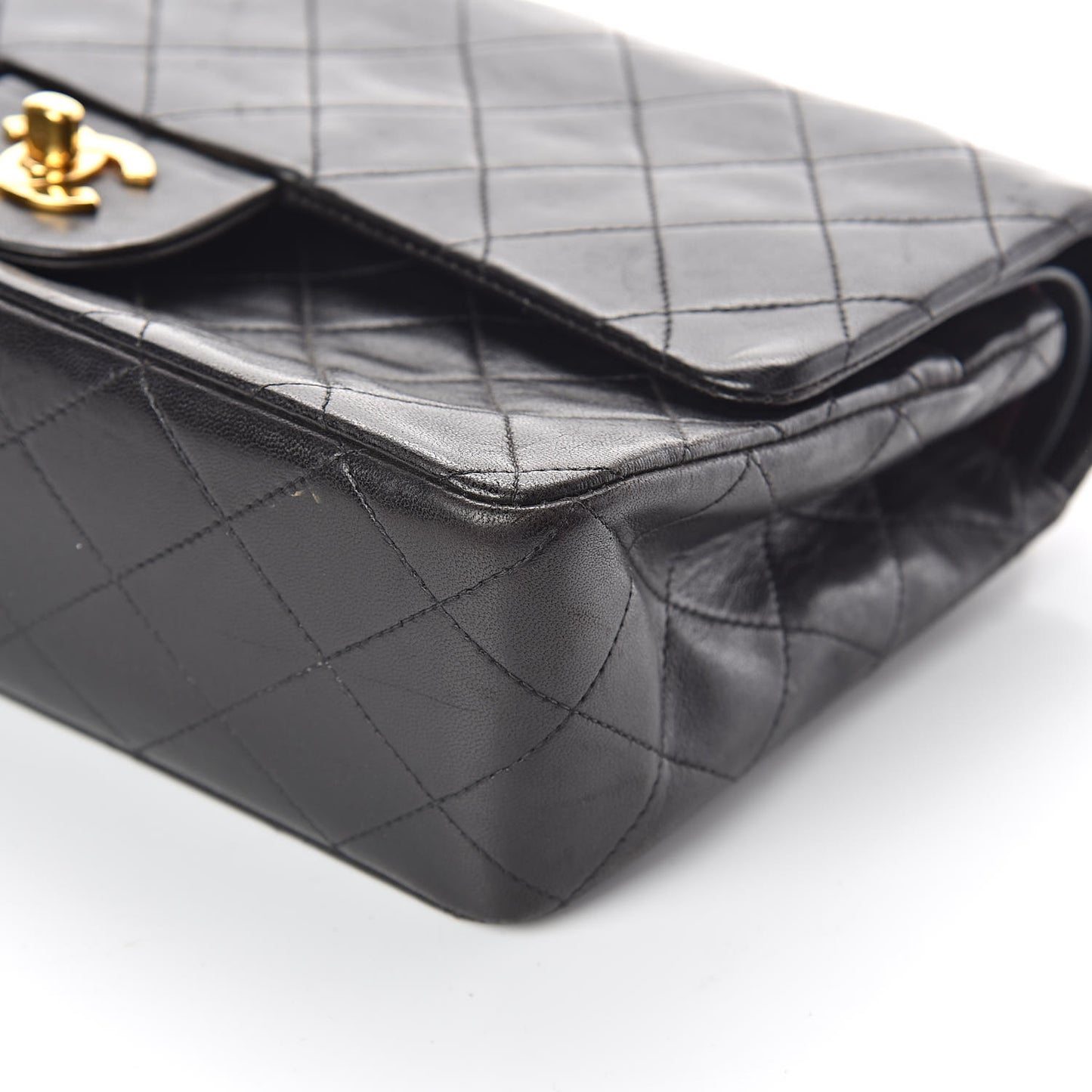 Lambskin Quilted Medium Double Flap Black