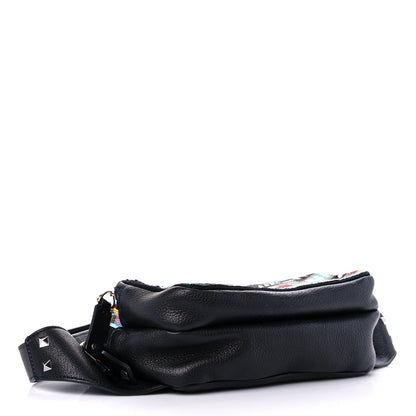 Valentino Garavani Pebbled Calfskin Beaded Rockstud Belt Bag Black 4 of 12