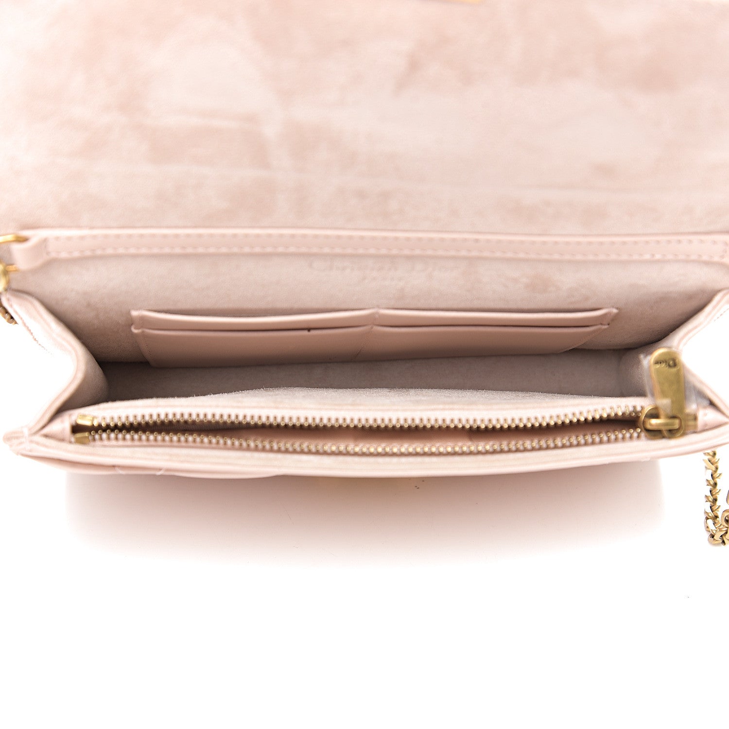 Christian Dior Lambskin Cannage Dioraddict Wallet on Chain Clutch Rose Poudre 4 of 10