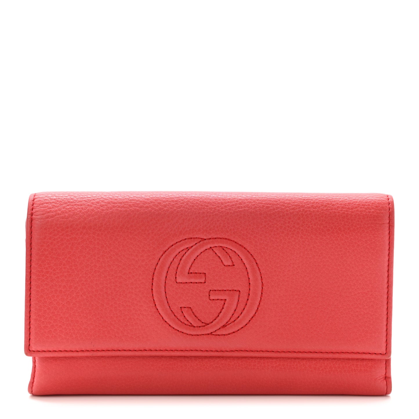 Pebbled Calfskin Large Soho Continental Wallet Red