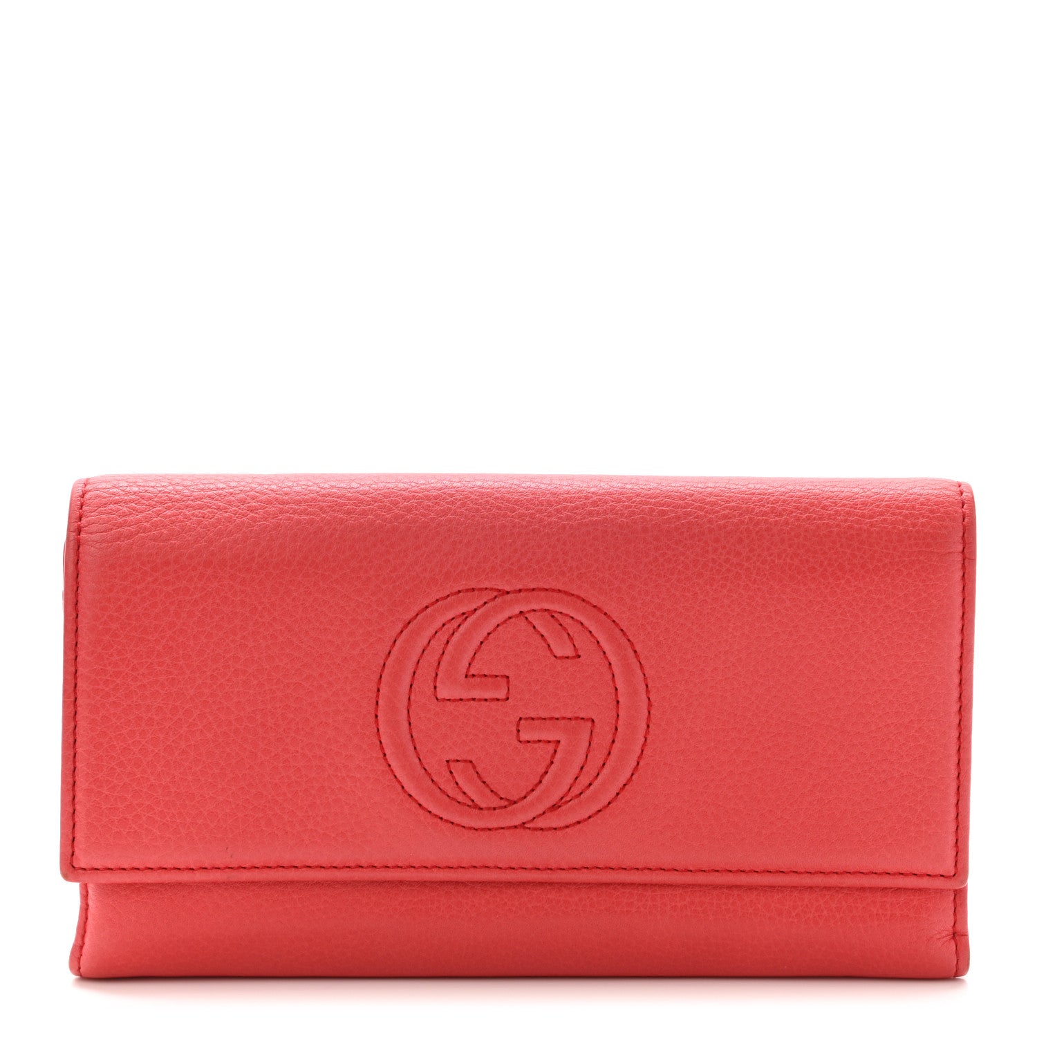 Gucci Pebbled Calfskin Large Soho Continental Wallet Red 1 of 8